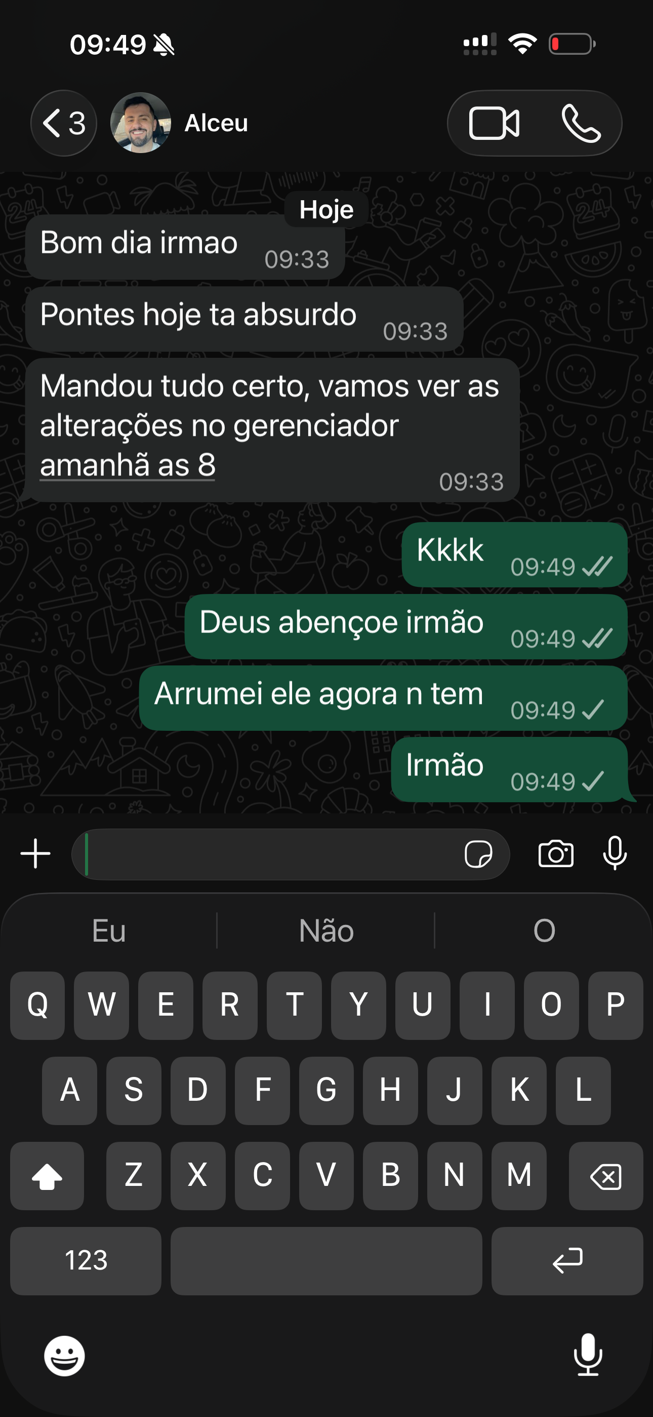 Print real de Alceu elogiando a análise de campanhas e dizendo que verificaria as alterações no gerenciador no dia seguinte.