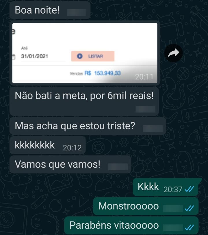 Tela do sistema: vendas R$ 153.949 (não bateu a meta por 6 mil)