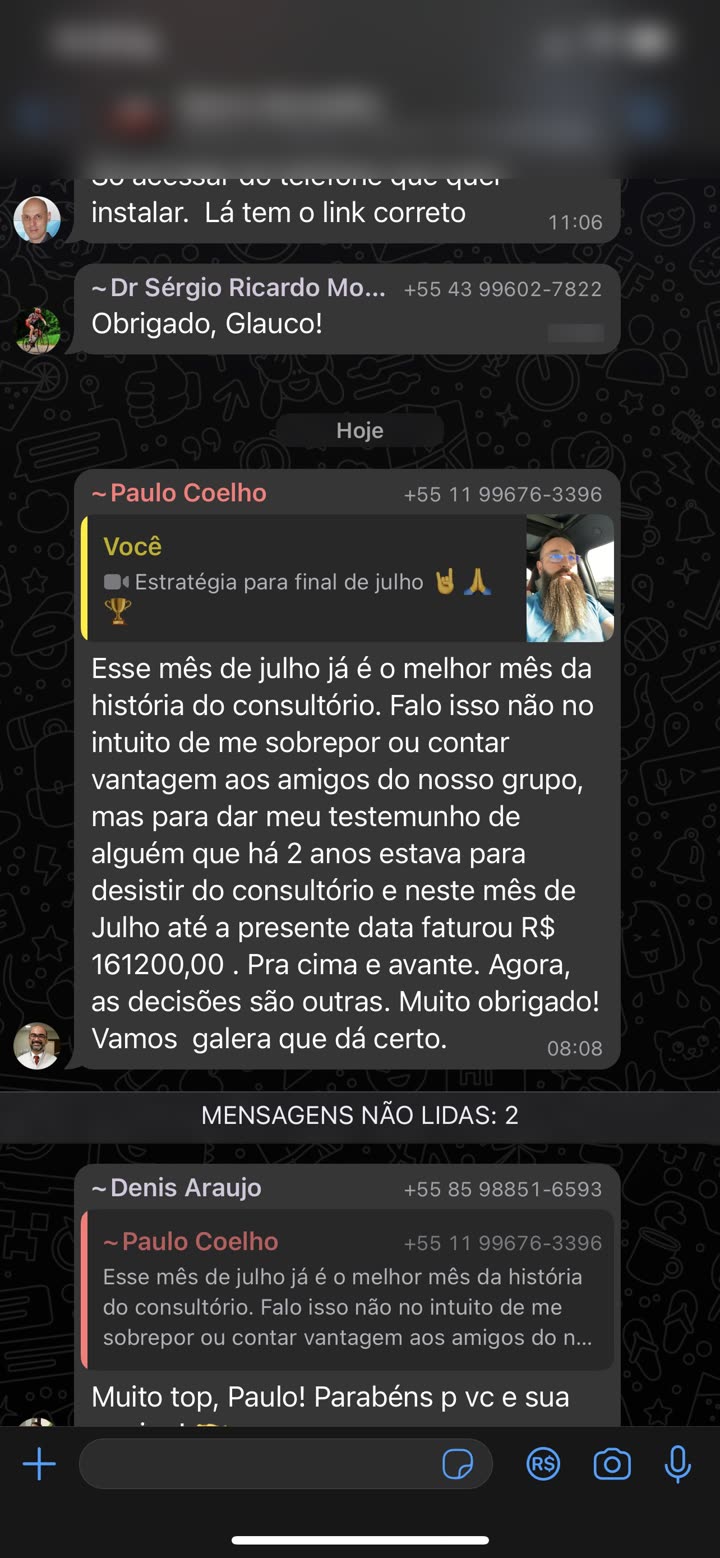 161.200 em julho, ia desistir do consultório há 2 anos (grupo)