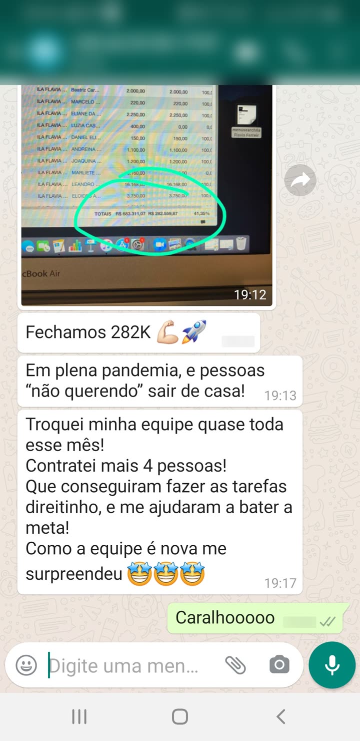 Foto da tela com a planilha circulada: 282k na pandemia, trocou a equipe