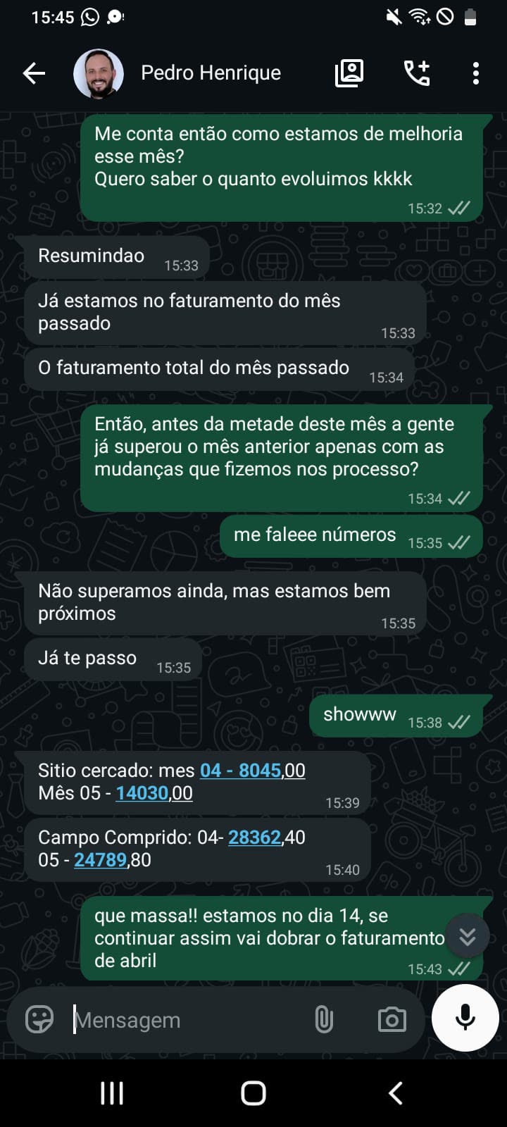 Print de depoimento no WhatsApp: Pedro Henrique